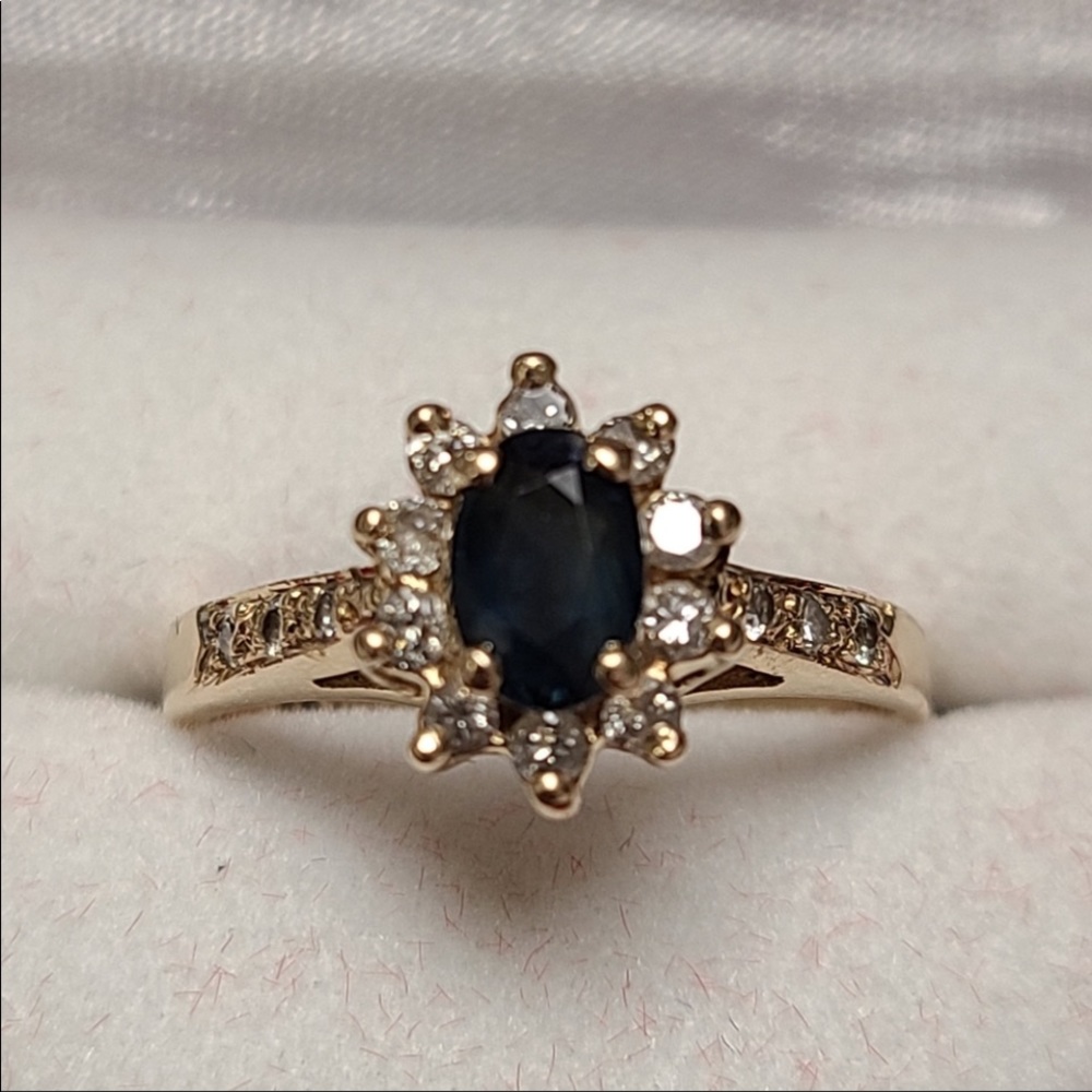 14K Sapphire Diamond Ring